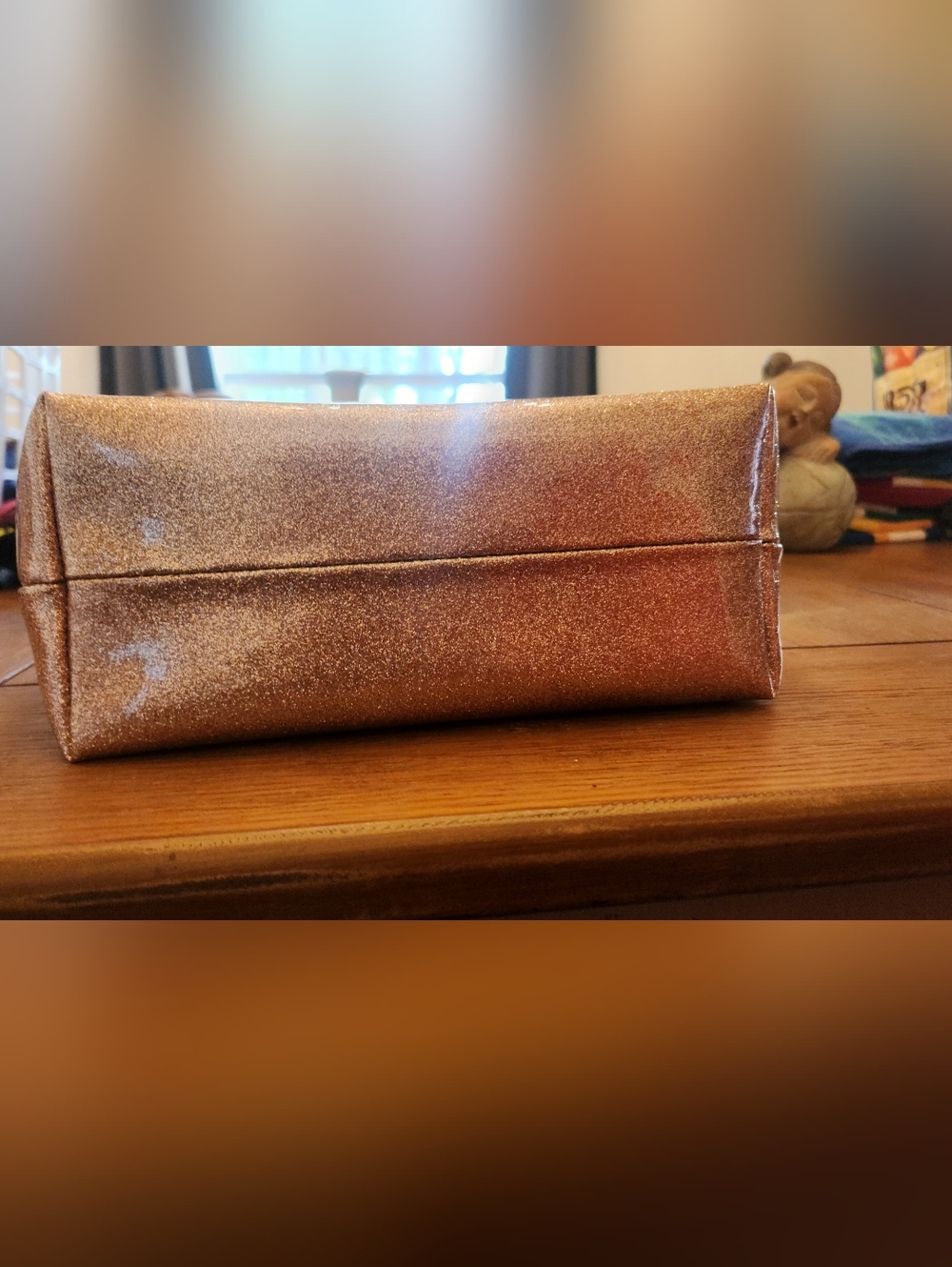 kate spade Rose Gold Glitter Tote with Black Handles NWOT - Picture 7 of 10